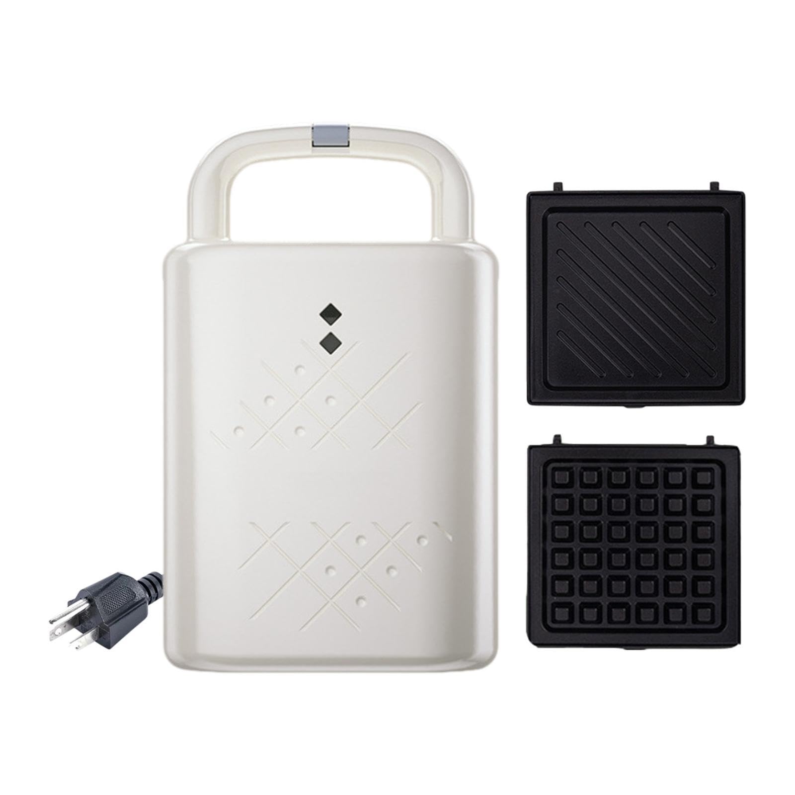 Electric Waffle Maker with 2 Plates Mini Sandwich Maker | Electric Waffle Maker with 2 Plates Mini Sandwich for Hotel Dorm Rooms White Stainless Steel-image-9
