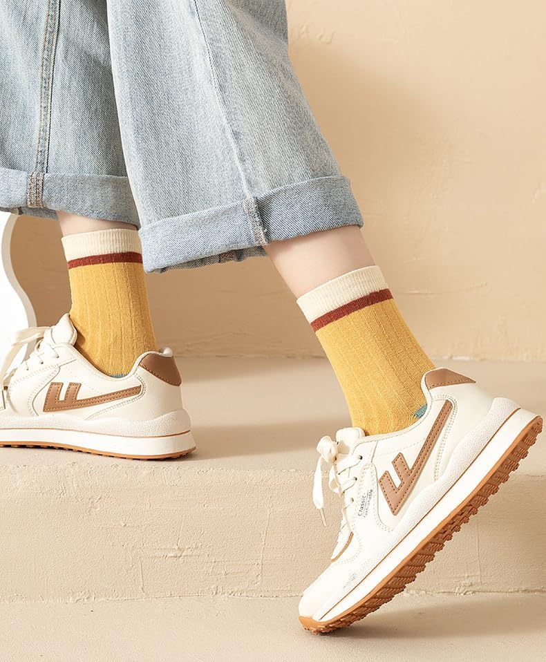 5-Pack Colorblock Print Women's Crew Socks Cute Printed Designs Toe-Seamed & Soft One-Size Fits Most - Image 6