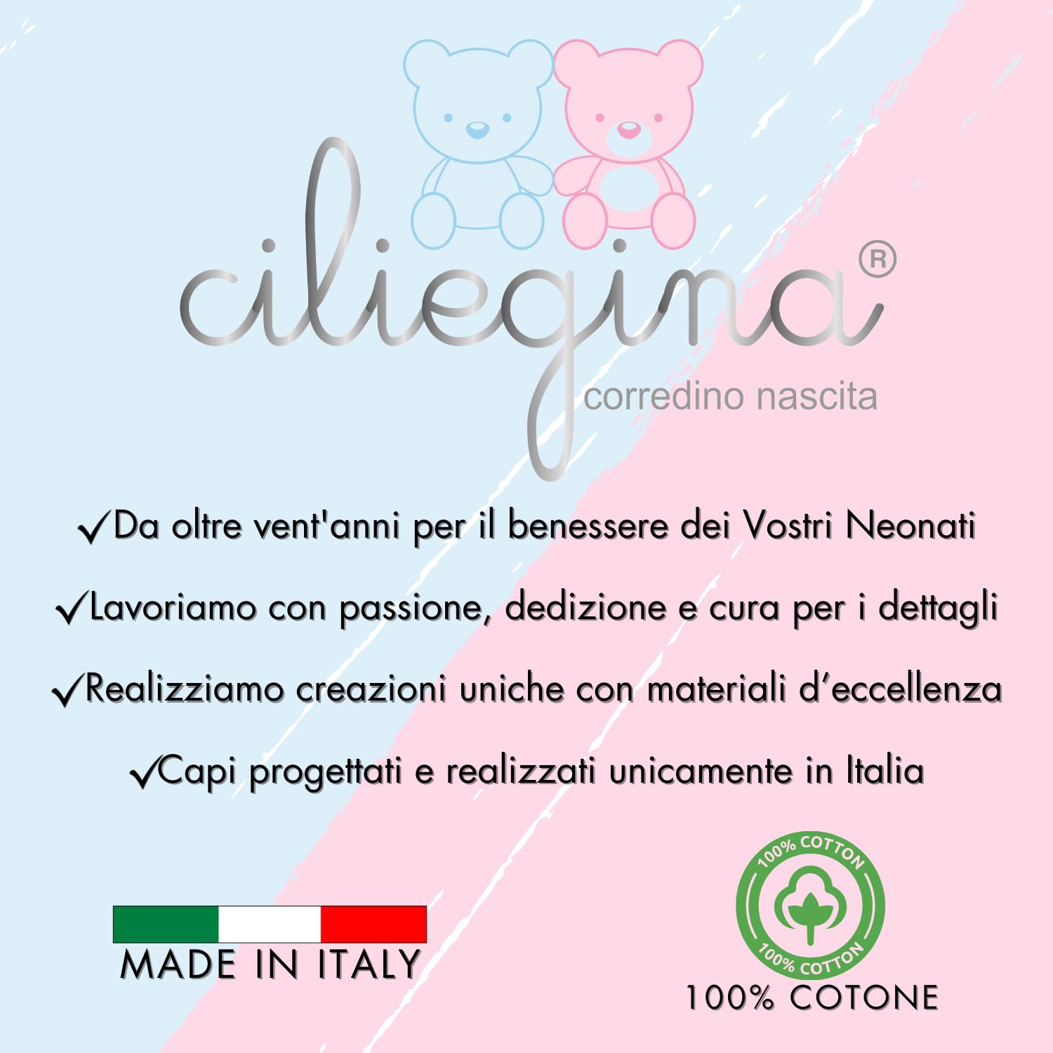 Ciliegina Set 3 Lenzuola Culla 100% Cotone Completo + sotto con elastici Federa Bambino Bambina idea regalo (Farfalle)