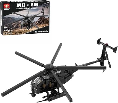 MH-6 Little Bird Helicopter Building Blocks Set, MOC-88275, 608 Pieces | Military Display Model, Creative Building Project, for Adult Builders and Aviation Collectors