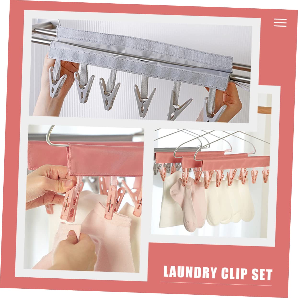 6 Wäscheklammern, 2 Stück, Mehrzweck-Unterwäsche und Clip mit Hosen, Haushaltsständer für den Außenbereich, Handschuhe, BHS, Faltbare Schals, Pin-Aufhänger, zum Befestigen von Wäsc