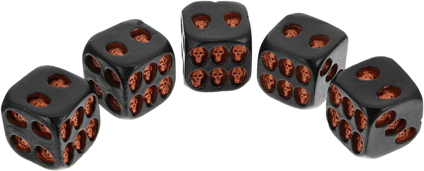 Vaguelly 5pcs Halloween Skull Heads Resin Dice Fun Party Cubes Props for Indoor Outdoor Use
