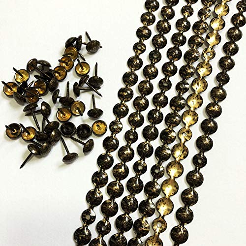 Let’s Decorate 5 Meter Polster-Reißzwecken-Streifen, antike, dekorative Nagelstreifen, Sofa-Zierleisten, für Innenbereich, Garten, Stuhl, lose Reißzwecken, aufeinander abgestimmt (9,5 mm, antik)