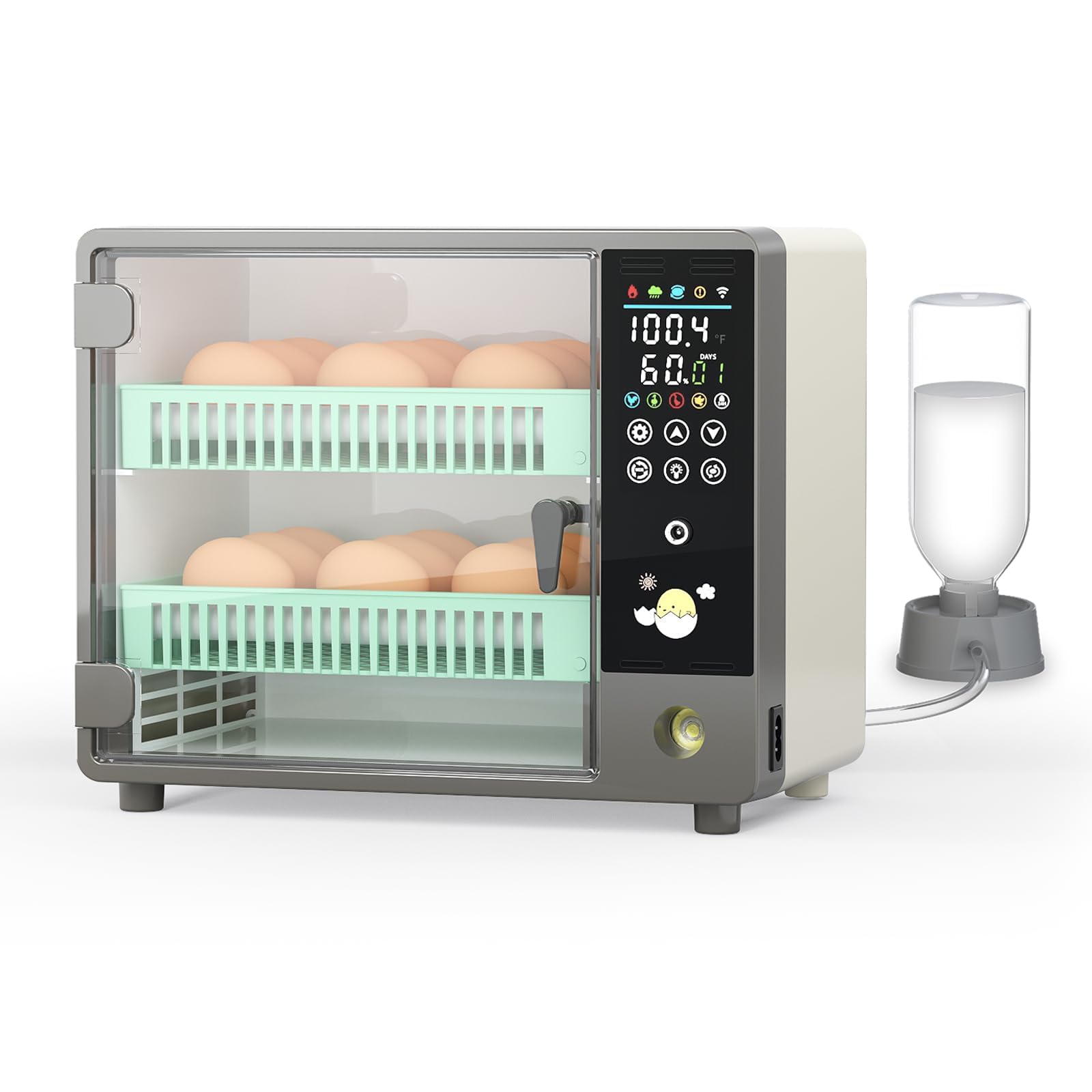 Incubators for Hatching Eggs, Egg Incubator with Automatic Egg Turning and Humidity Monitoring, Incubator for Chicken Eggs, 18-24 Eggs Incubator with Egg Candler for Duck Goose Quail Eggs