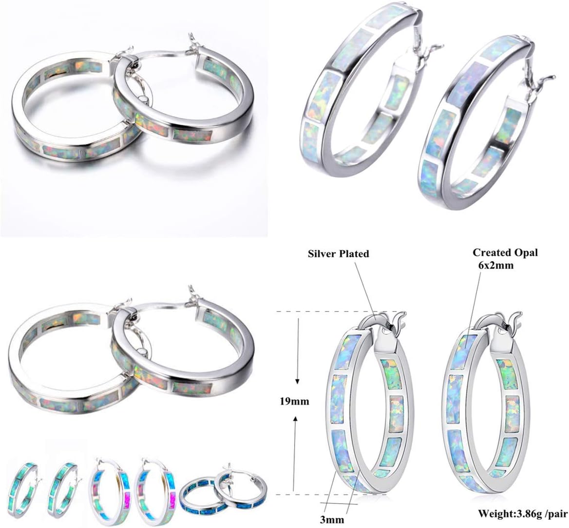 Life Stage Fire Created-Opal 925 Sterling Silver Round Hoop Dangle Earrings Women's Fashion Jewelry - Image 7