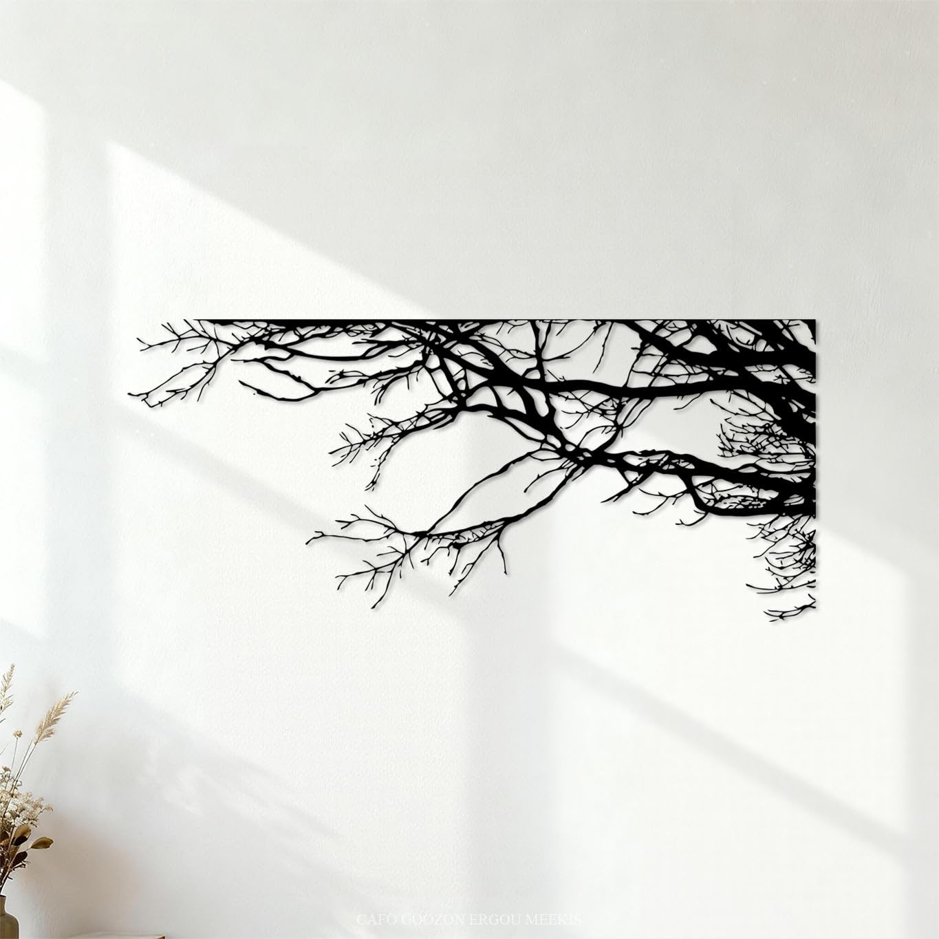 Ergou Stickerdecal-85959 Tree Branch Wilderness Grassland Forest Tree Branch Woodland Lettering Stickers 50.4X114.5cm Do Not Damage The Wall Surface Black