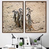 2 Piece Framed Canvas Wall Art Curious Meerkats Canvas Prints Home Artwork Decoration for Living Room,Bedroom - 16