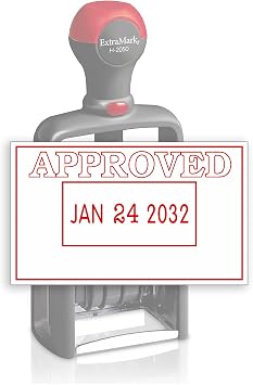Heavy Duty Style Office Date Stamp with Approved - Self Inking Dater - Style B - Red Ink Color