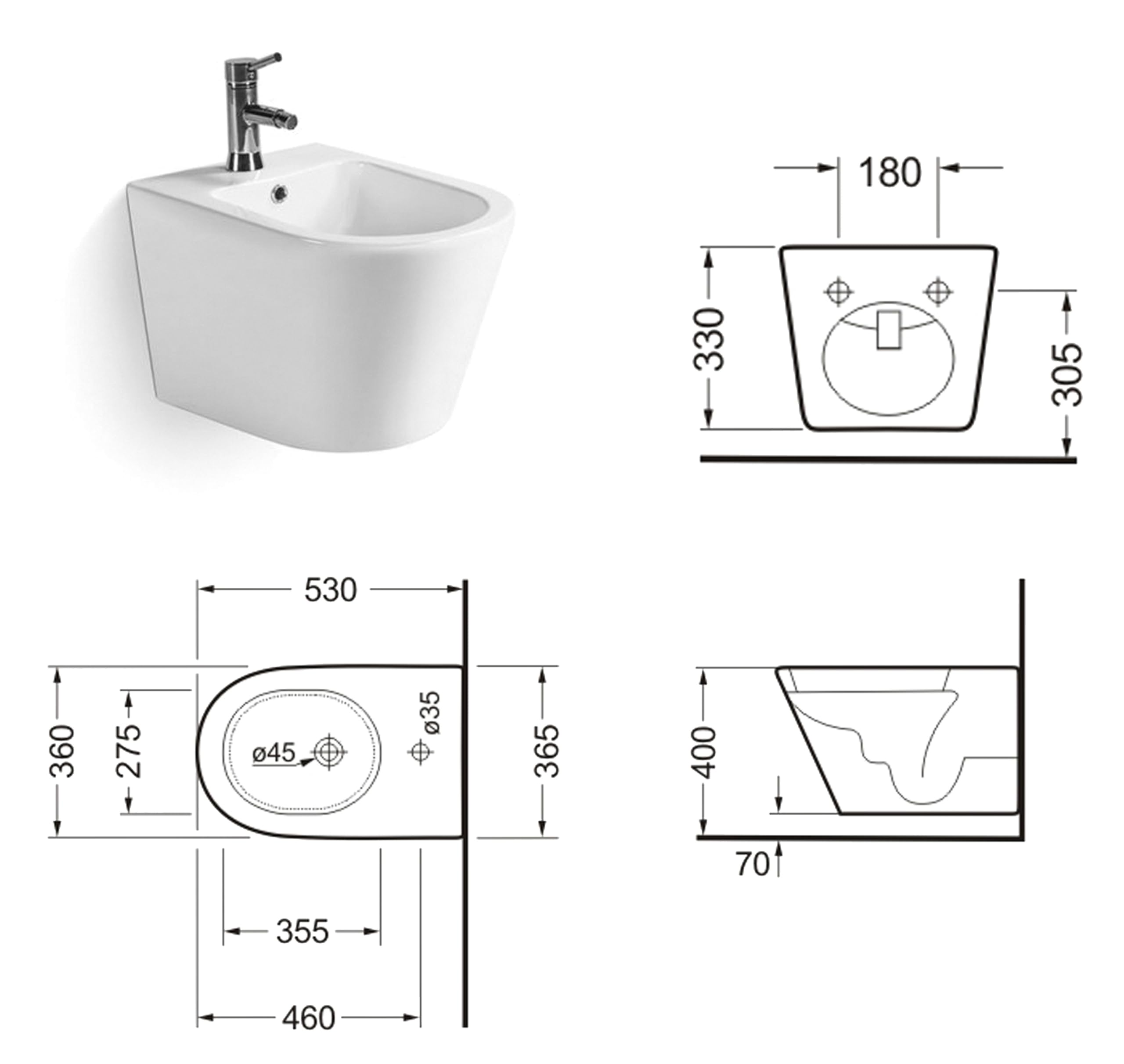 Bricozone Coppia Di Sanitari Sospesi In Ceramica Set Wc E Bidet Da Parete Design Moderno Con Copri Wc Soft Close E Finitura Opaca Ideali Per Bagno Contemporaneo Facili Da Pulire (Nero opaco)