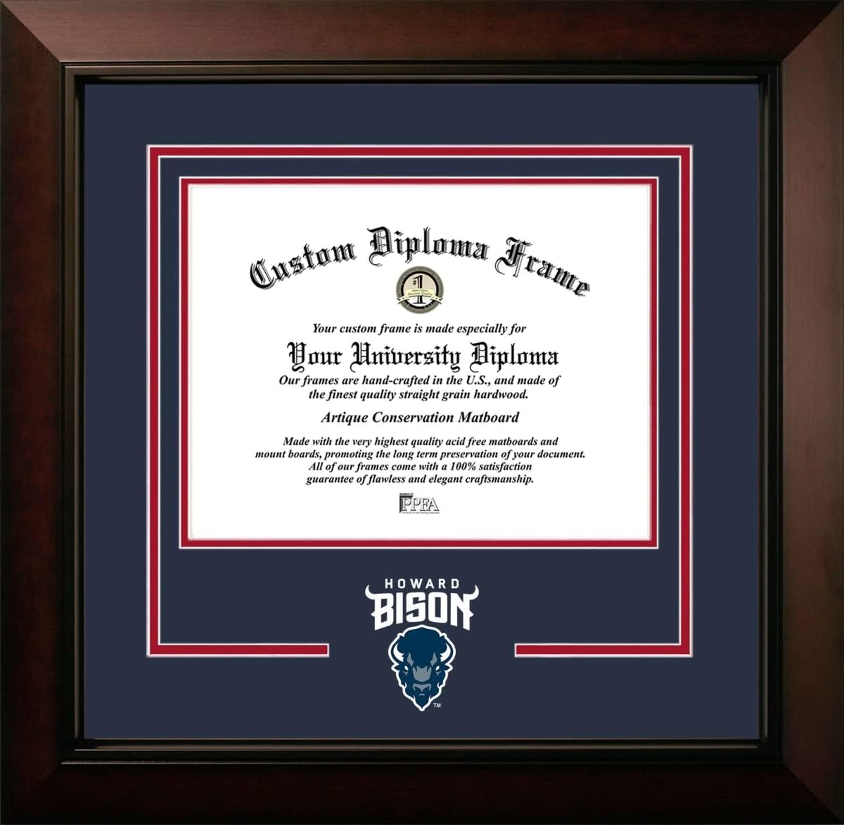 Campus Images Howard University Bisons 11w x 8.5h Legacy Black Cherry Spirit Logo Diploma Frame