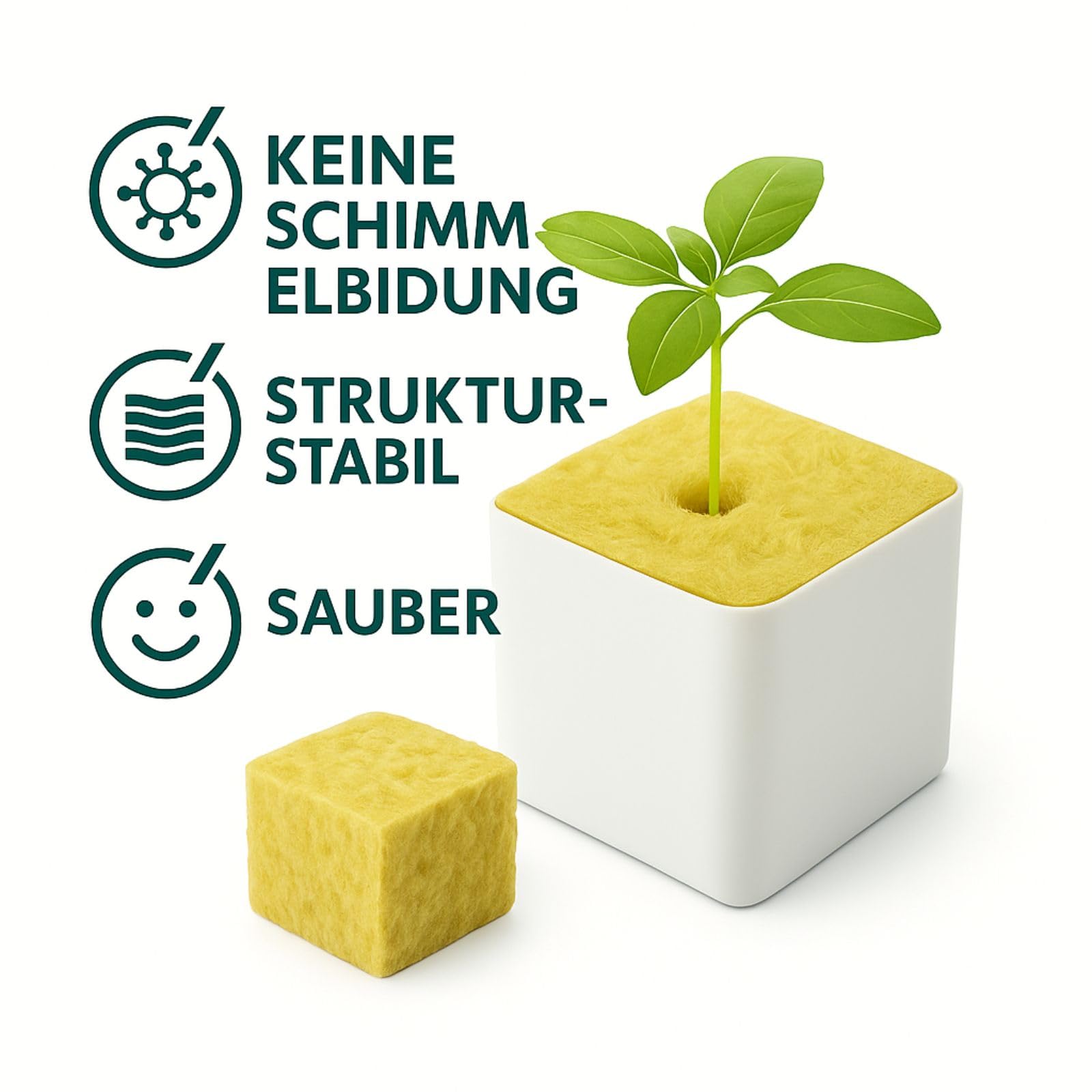 Weedness Wełna kamienna kostka 15 x 15 x 14,2 cm 48 sztuk – uprawa sadzonek, sadzonek, sadzonek, ziemia do uprawy roślin.