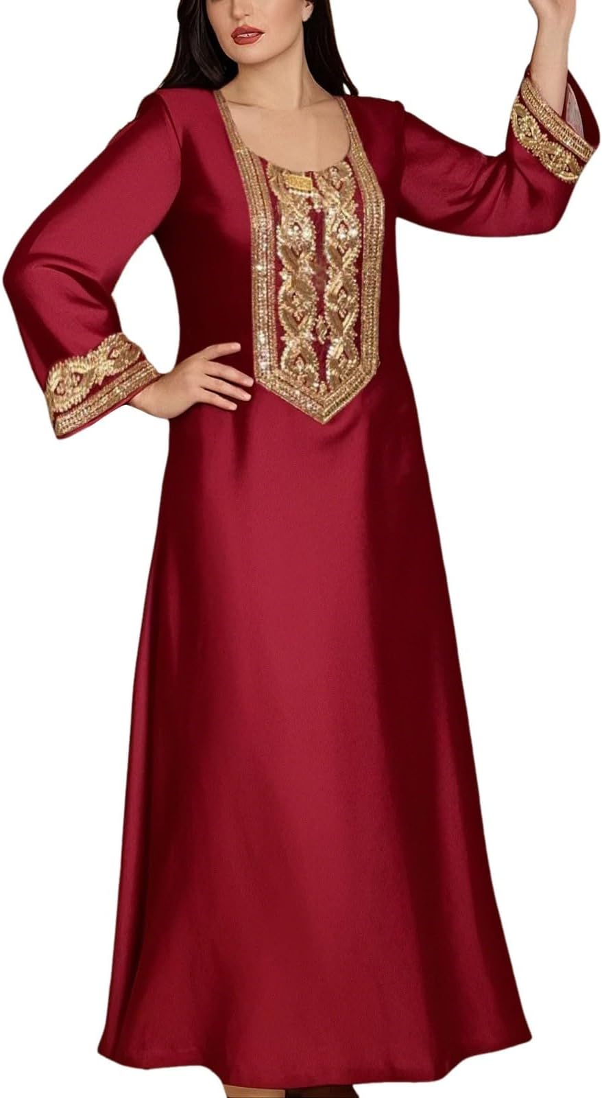 Muslim Dress for Women Luxury Embroidered Sequined Middle Eastern Robe Modest Islamic Caftan Loose Fit Dubai Outfits Maxi Dress Evening Wear