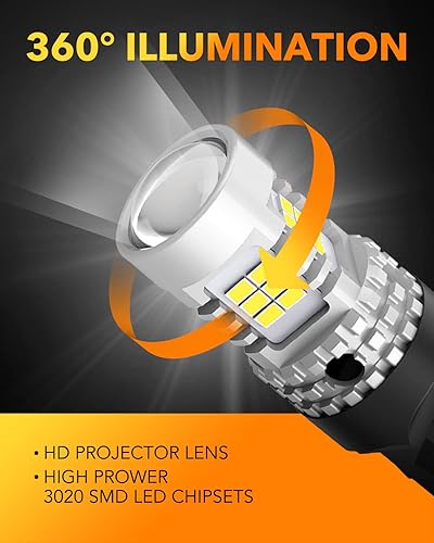 Miniatura 42 de OXILAM Bombilla LED 912 921 mejorada, luces de marcha atrás, bombillas de respaldo para automóvil, brillo 300% más alto, 6000 K, blanco