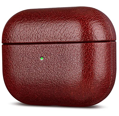 Haobobro Handcrafted AirPods Pro Leather Case Cover | Only Compatible with AirPods Pro (1st Gen) - Top Grain Leather AirPods Pro 1st Generation Case | Not for AirPods Pro (2nd Gen) - Brown