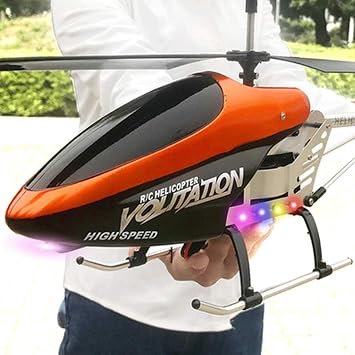 AORED 3.5 Channels and Gyroscope and LED Light Built-in Gyro Infrared Control Extra Large Alloy Resistance Charging Remote Control for Home Decor Ready for Fly Helicopter 70cm Color Orange