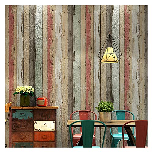 CCFENG Papier Peint de Grain de Bois rétro méditerranéen, Papier Peint nostalgique de Campagne américaine, Chambre Salon canapé arrière-Plan Bar Chinois (Color : A) Cover