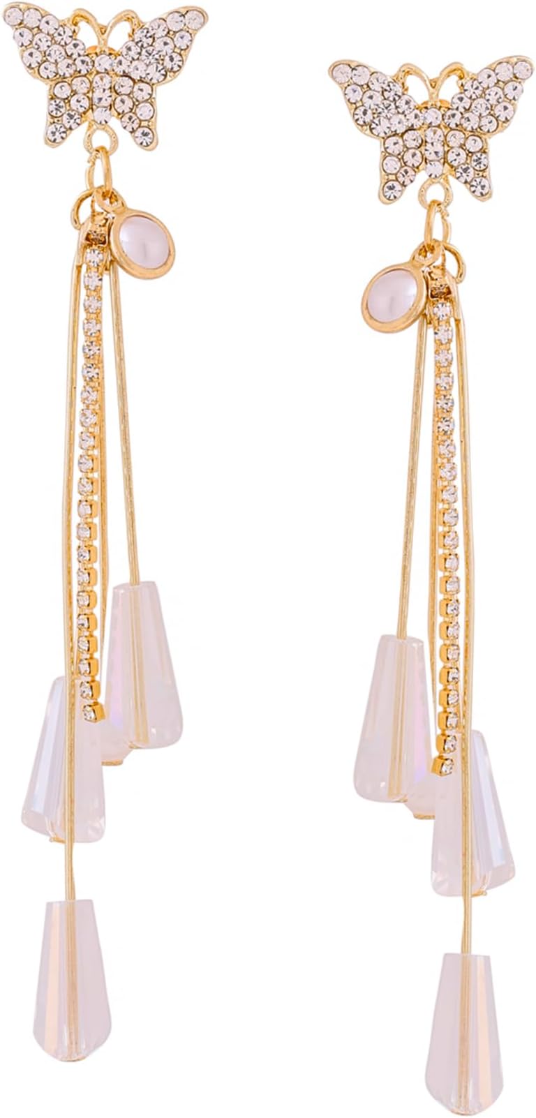 Earrings for Women & Girls | Fashion Crystal Silver Tone Long Dangler Earring | Long Danglers Earrings | Accessories Jewellery | Birthday & Anniversary Gift Valentine Gift for Girls