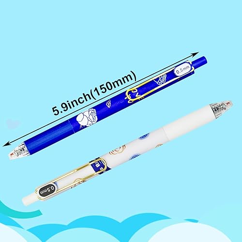 Miniatura 2 de Maydahui 12 bolígrafos retráctiles de gel con rosa azul y rosa con clip de bolsillo dorado, tinta negra para niñas, mujeres, día de la madre, regalo