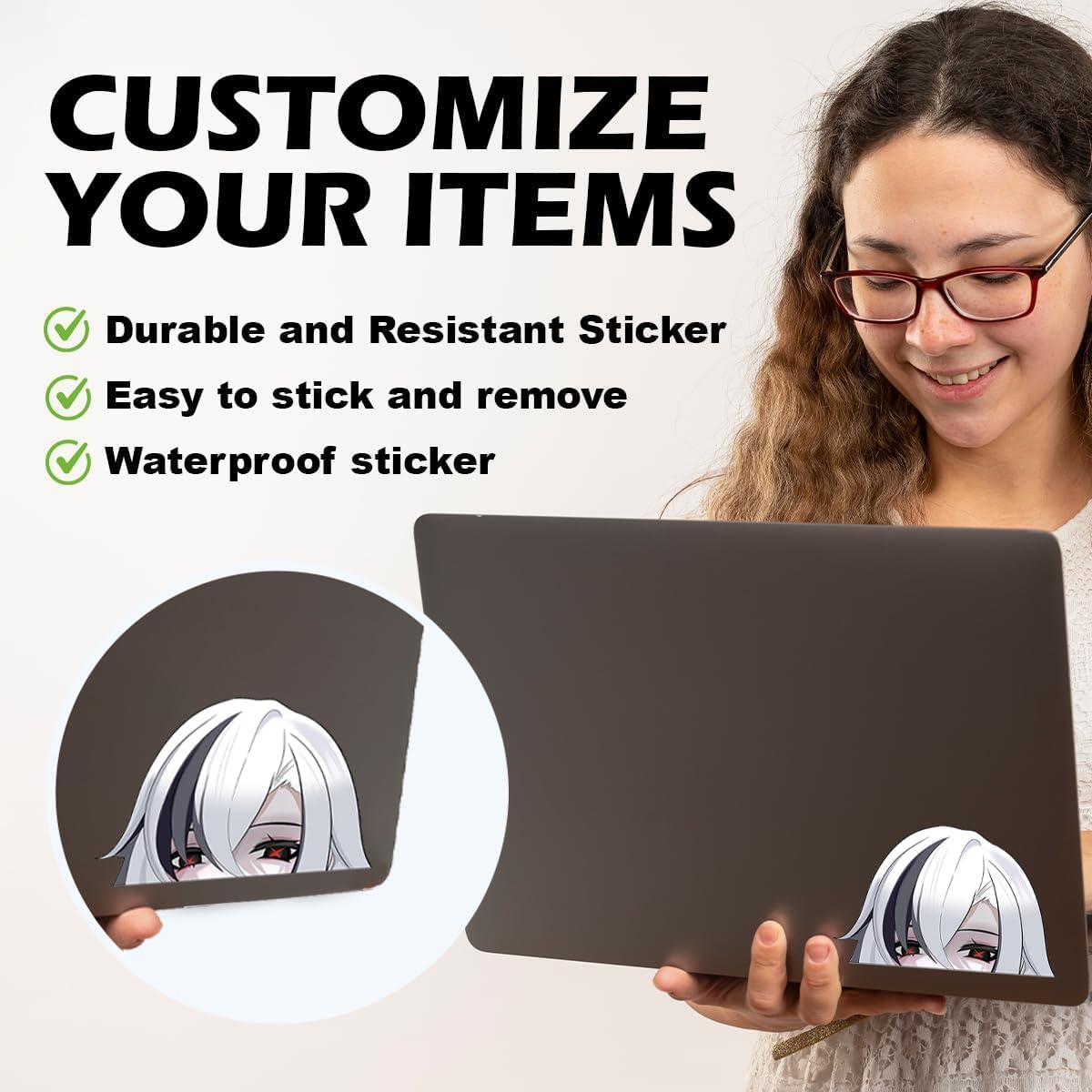 Video Game Character Stickers for Laptop Skateboard Wall Decor UV Resistant (Arlecchino) image 2
