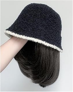 MPOPO Gorra Calva Gorro de Peluca for Mujer, Gorro de Felpa, Pelo Liso Medio y Corto, Gorro de Peluca Natural y Realista, Adecuado for Uso Diario en Fiestas Gorro de Pelo (Color : 01)