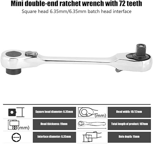 Miniatura 3 de Llave inglesa 14 mini llave de trinquete destornillador hexagonal llave de trinquete 72 dientes 4213in