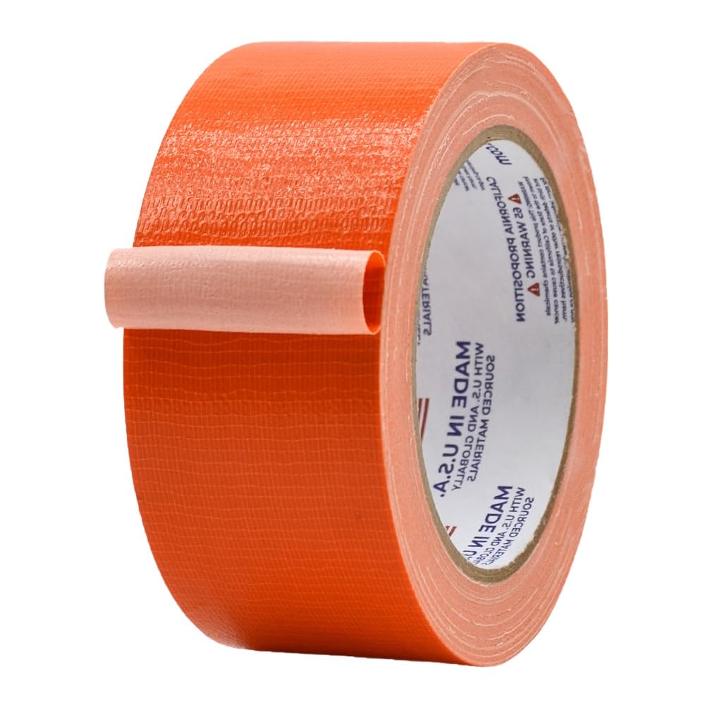 MAT - Cinta adhesiva color naranja de grado industrial, 2 pulgadas x 60 pies, impermeable, resistente a los rayos UV para manualidades, mejoras del hogar, reparaciones y proyectos