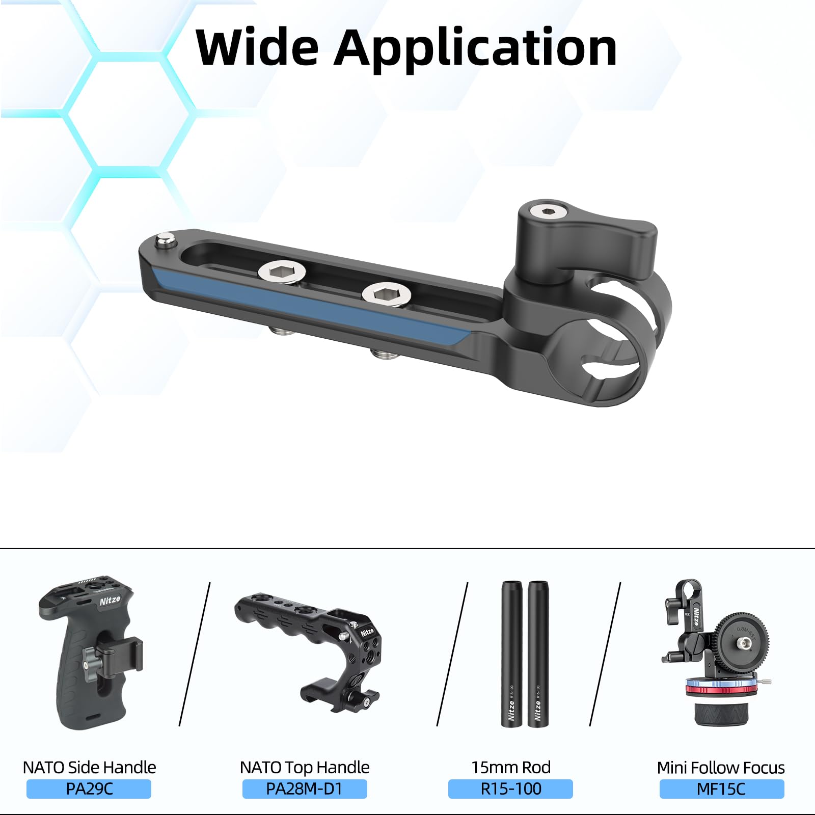 Nitze 15mm Single Rod Clamp with NATO Rail (4") und Sicherungsstift zur Befestigung von 15-mm-Stangen und Schnellverschluss-NATO-Klemmenzubehör – N49-B4