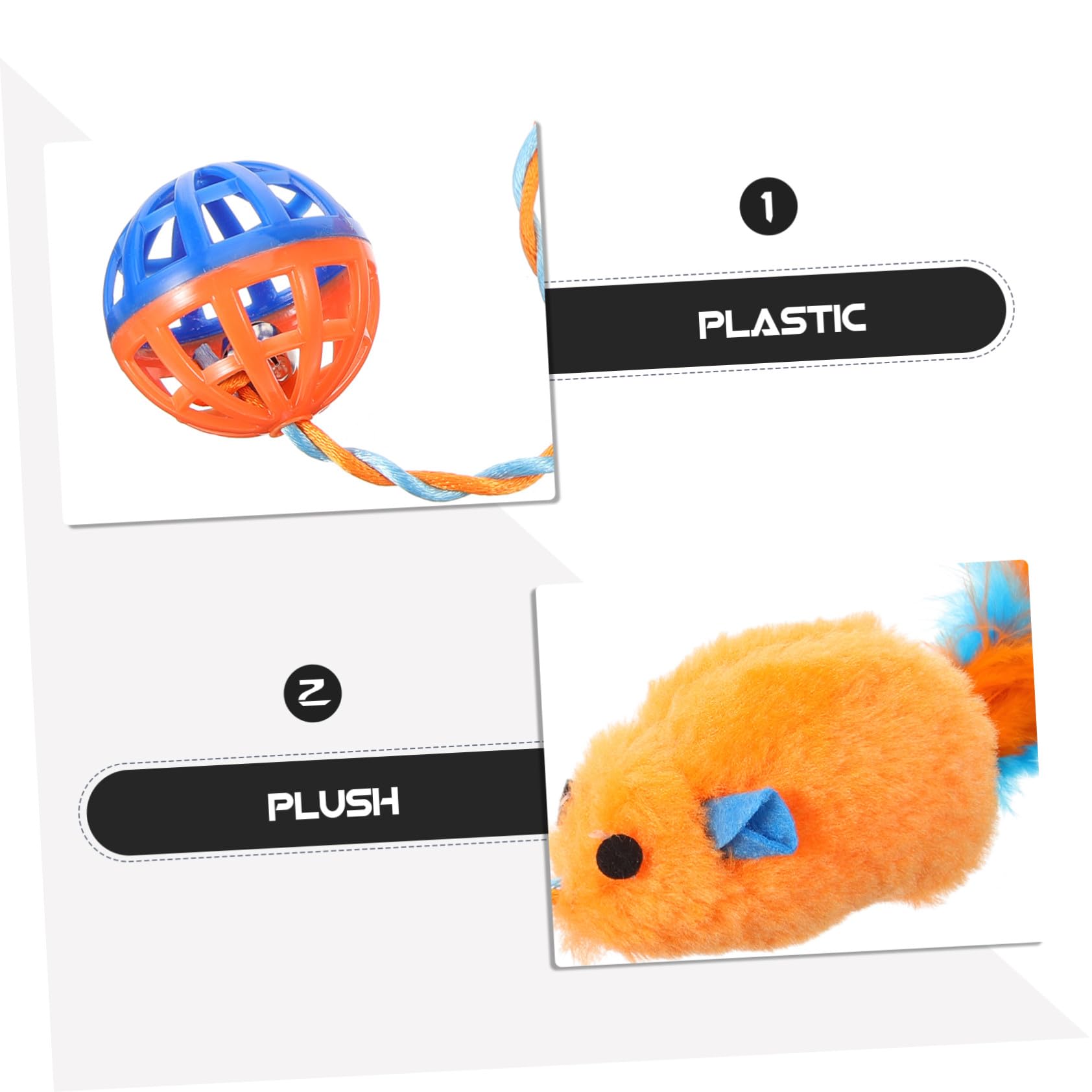 UPKOCH Jouet pour Chat Souris en Plastique avec Clochette Sonore, Balle Interactive en Peluche Orange, Jouet D’intérieur pour Chatons et Chats Adultes