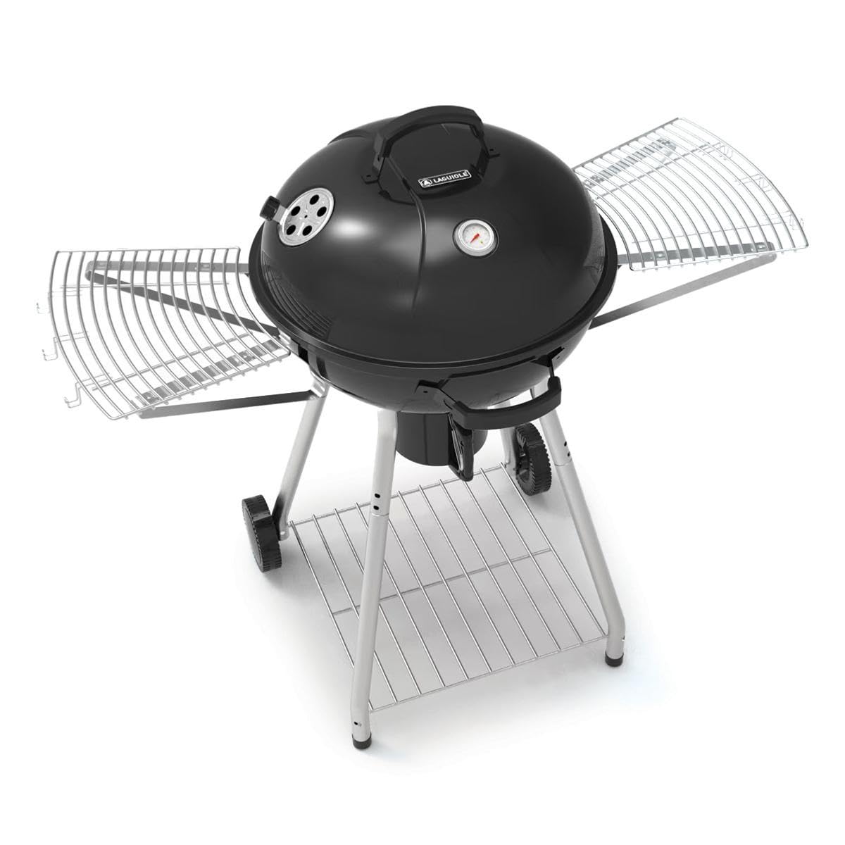 Barbecue au charbon + four à pizza | Barbecue charbon + four pizza, Ø55 cm, thermomètre, régulation air, pierre incluse, cuisson polyvalente, robuste, mobile