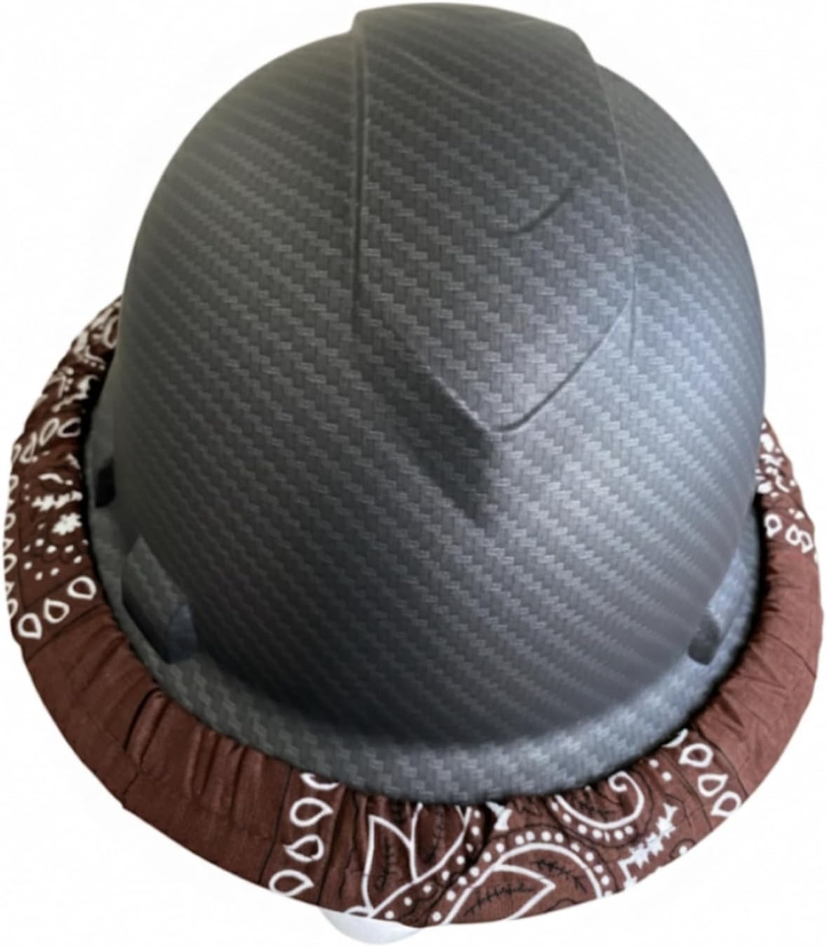 Hard Hat Full Brim Sun Shade, Neck Protector, Bandana Print Cotton, Diamond Paisley Print