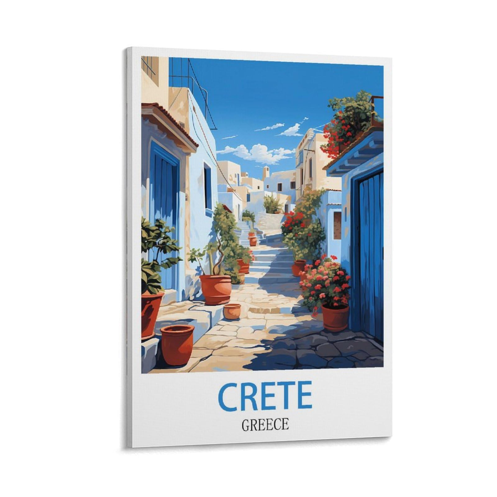 Crete Greece Vintage Travel Posters Street 16x24inch(40x60cm) Print Poster Home Bathroom Bedroom Office Living Room Decor Canvas Poster