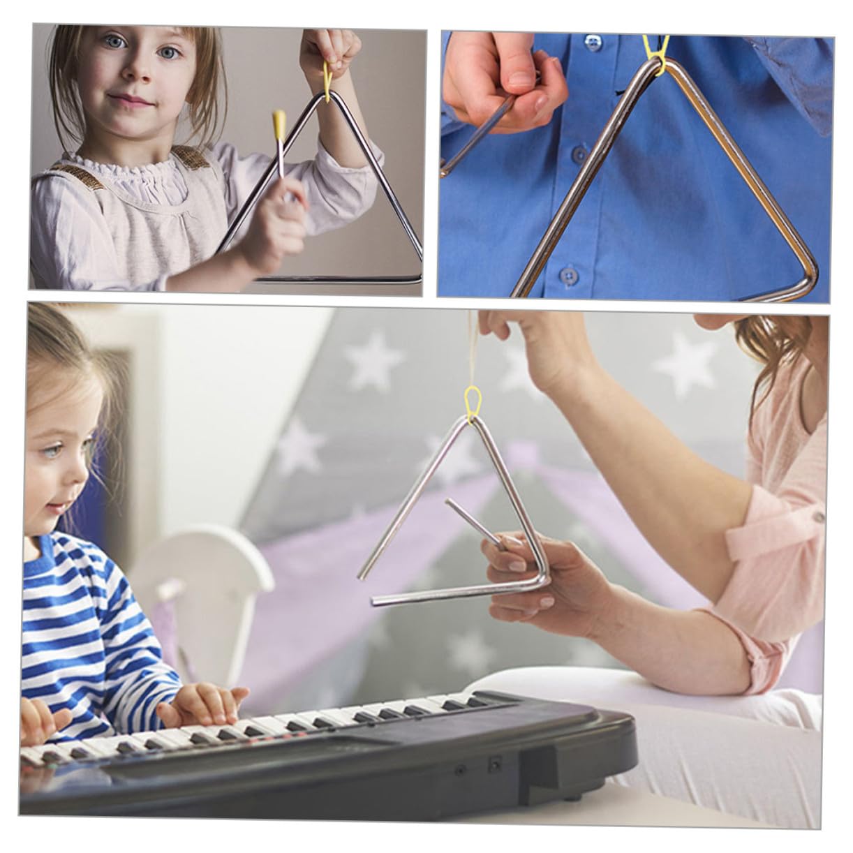 Campana Triangular de Metal para Niños, 5 Juegos de Hierro
