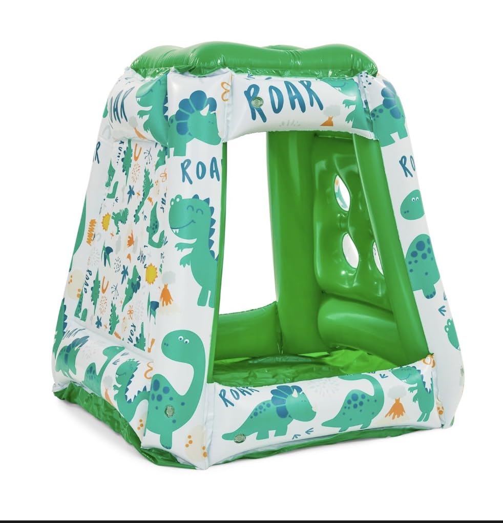 New||Inflatable Playland Tent with 20 Balls, Dinosaur Theme, Kids Indoor and Outdoor Play House|| Dimensions: 84 x 84 x 85cm (approx.)