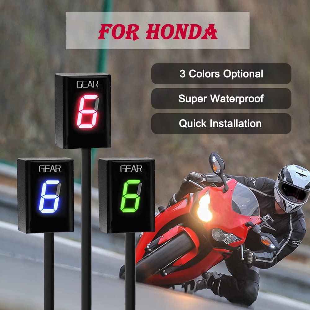 Indicador de Marchas para Moto Honda Hornet CBR600F F3 F4 F4i RR CB600F CBF500 VFR800 Fi 900RR 919RR 929RR 954RR Shadow 750, Pantalla Digital 1-6, Rojo