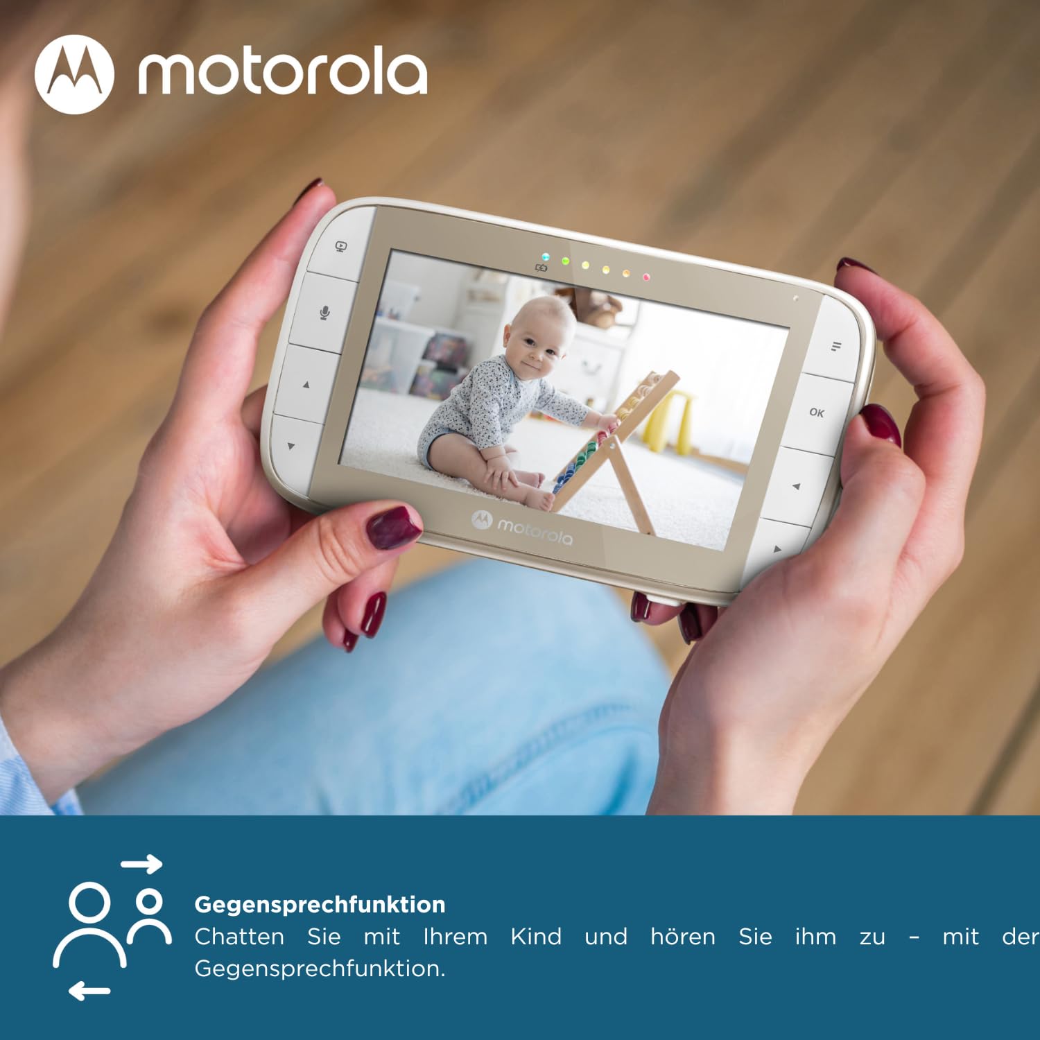 Motorola Babyphone VM50G 5" – Nachtsicht – Temperaturmesser – Kamera – 2000 mAh Akku – Fernschwenken, neigen und Digitalzoom