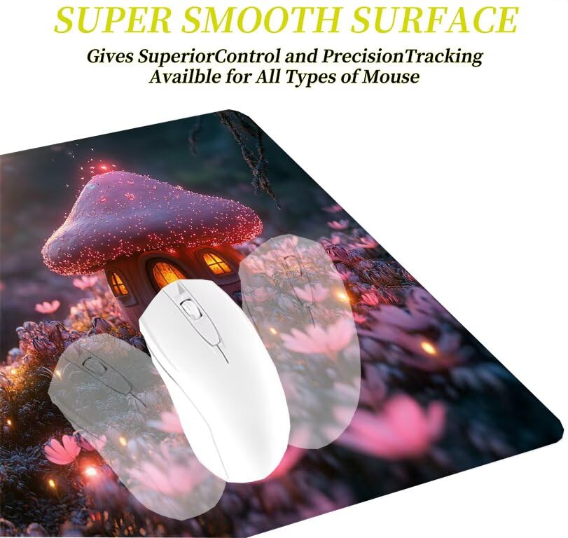 Tapis de souris maison champignon grand format 1200x600 antidérapant contre la glisse - 4