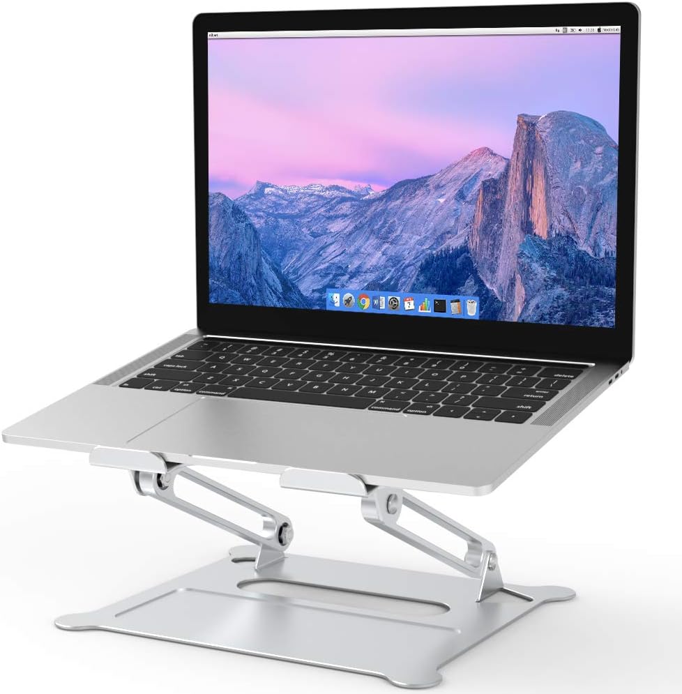 BESIGN LS05 Aluminum Laptop Stand, Ergonomic Adjustable Notebook Stand, Riser Holder Computer Stand Compatible with 10-15.6" Laptops (Silver)