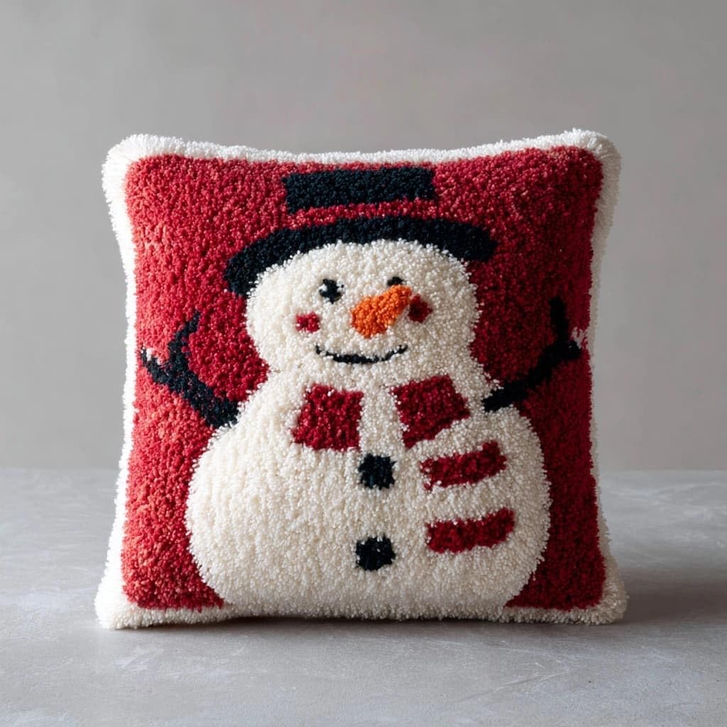 WallustrioaW Latch Hook Pillow Case Kits,Snowman Pattern
