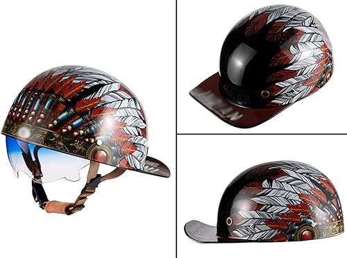 Miniatura 9 de Gorra de béisbol para motocicleta, casco de moda vintage para adultos, hombres y mujeres, cascos de motocicleta de cara abierta para Cruiser Street
