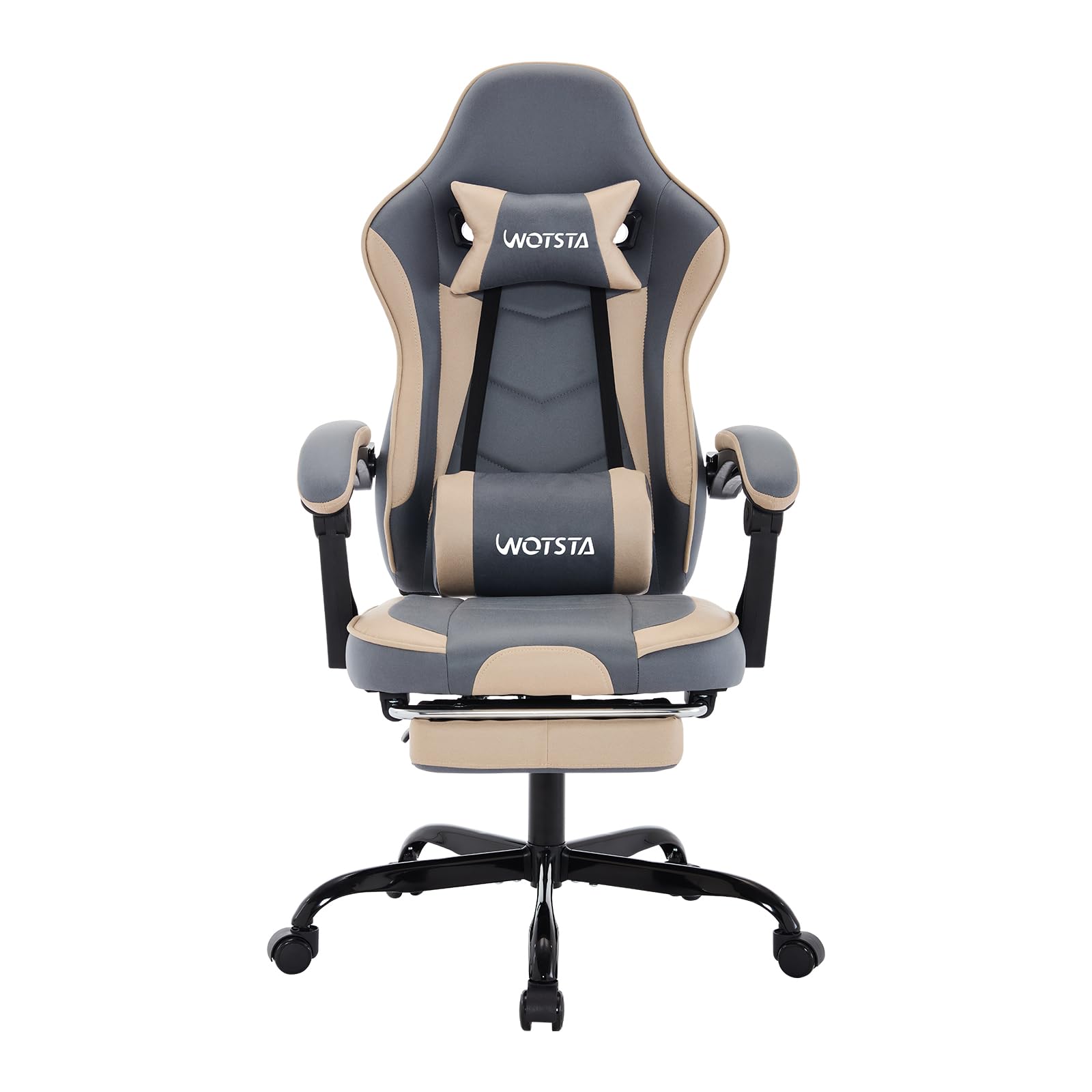 Chaise Gaming Racing, Siege Gaming Repose-Pieds Rétractable, Fauteuil Gamer avec Massage Lombaire, Fauteuil Bureau Ergonomique Confortable, Dossier Inclinable à 135°, Charge 120 kg