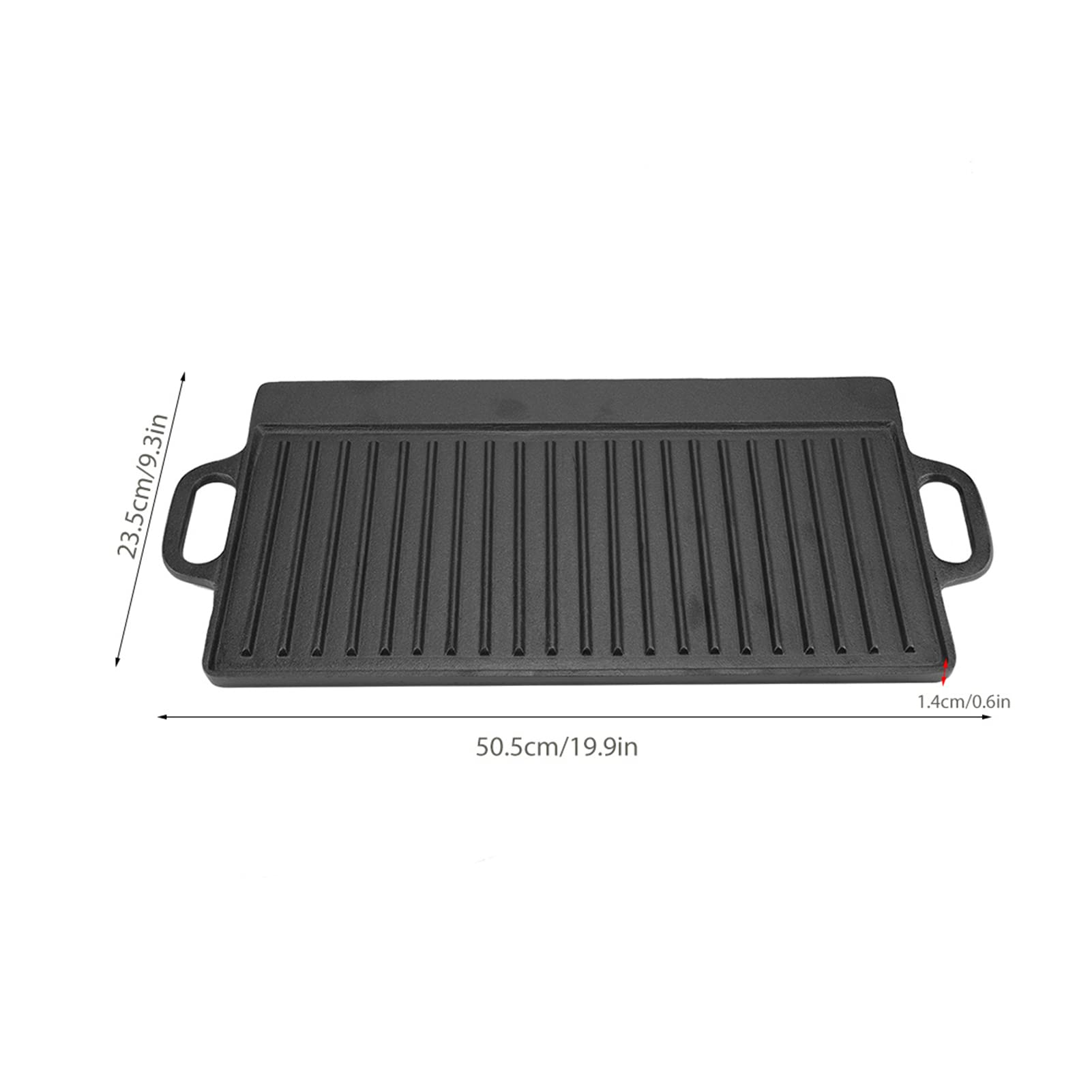 BOENLU Cast Iron Flat Pan, Non-Stick Cast Iron Griddle Pan with Double Sided Surfaces Perfect for BBQ, Camping, and Everyday Cooking