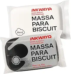 Kit 2 Massas Para Biscuit 170 Gramas Branco E Preto Para Artesanato