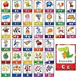 SpriteGru 36 PCS Alphabet Posters, ABC Wall Decorations 26 Upper/Lower Case Letters plus 1-10 Numbers Small Posters for Bulletin Board Decorations, Preschool, Kindergarten Classroom Playroom Bedroom