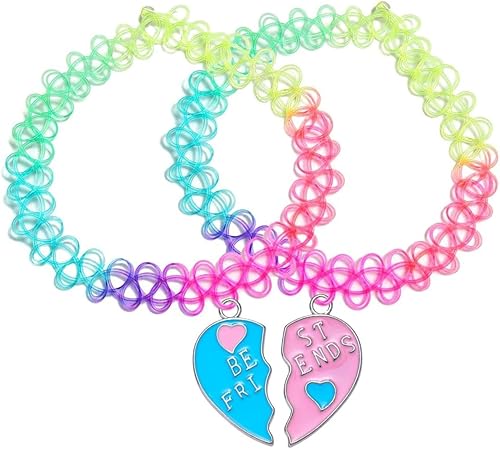 BodyJ4You - Gargantillas elásticas tipo tatuaje o henna negra con dije de color vibrante, accesorios de los 90 para mujeres, adolescentes, chicas y