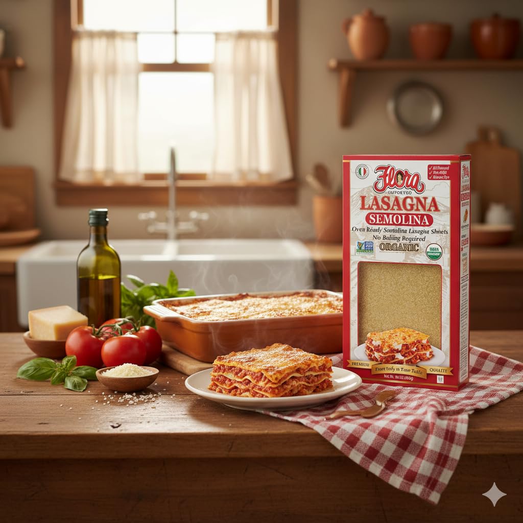 Amazon.com : Flora Organic Oven Ready Semolina Lasagna Sheets