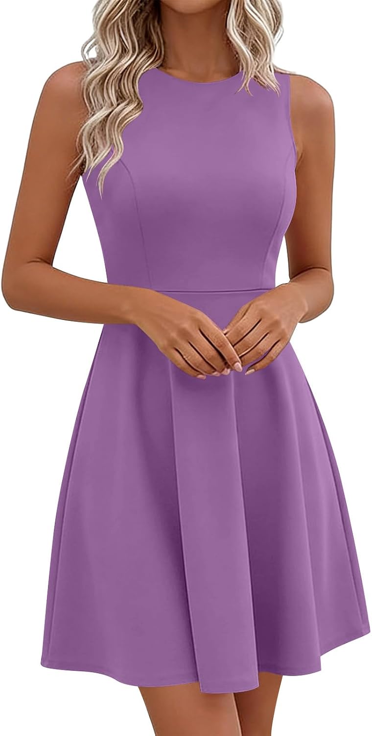 Elegant Cocktail Mini Dress for Women:Casual A-Line Solid Color Tank Dresses Sleeveless Business Wedding Clubwear