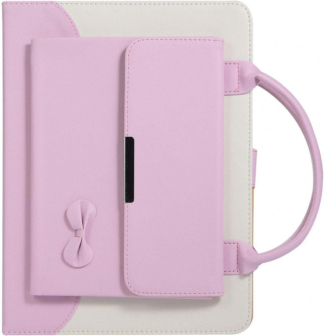 Handbag Case for iPad A16 11" 11th/10th Generation (2025/2022), Techcircle Cute Bowknot Pocket [Magnetic Closure] Wallet Folio Stand Double Handle PU Leather Carrying Case, Auto Sleep/Wake, Pink