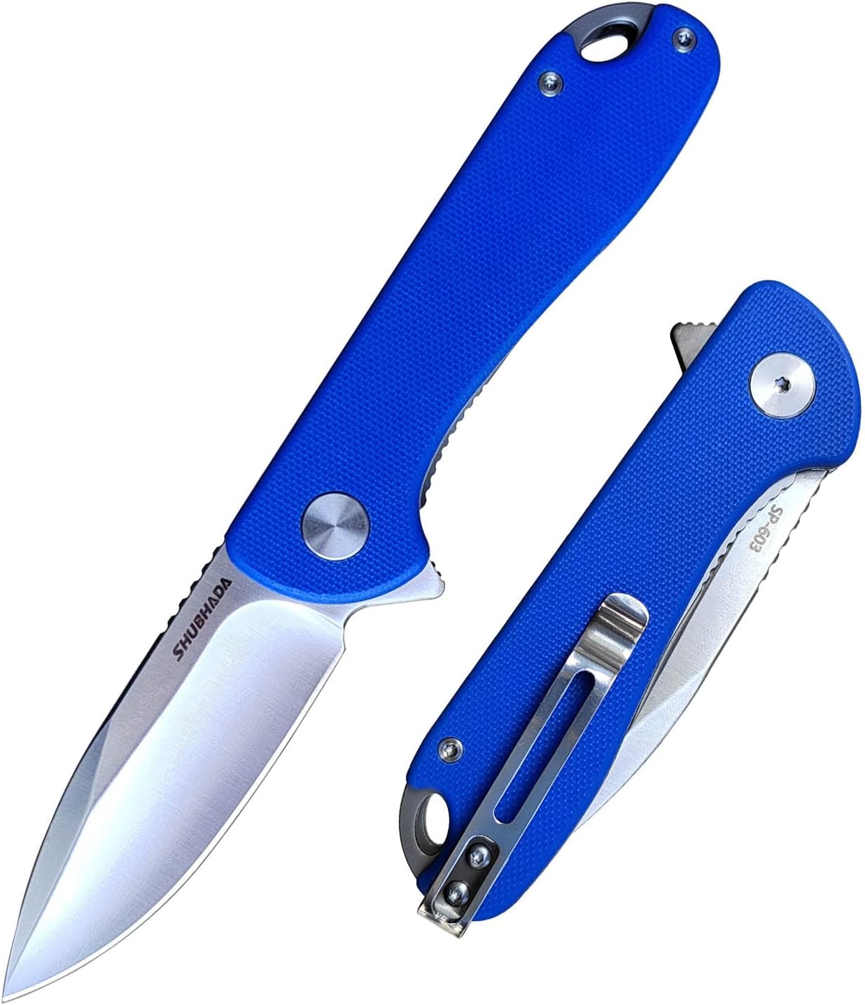 EDC Folding Pocket Knife: Low Profile Gentleman's Knife, 2.97" D2 Satin Blade,IKBS Ball Bearing Pivot,G-10 Handles, Liner Lock,Everyday Carry (Blue)