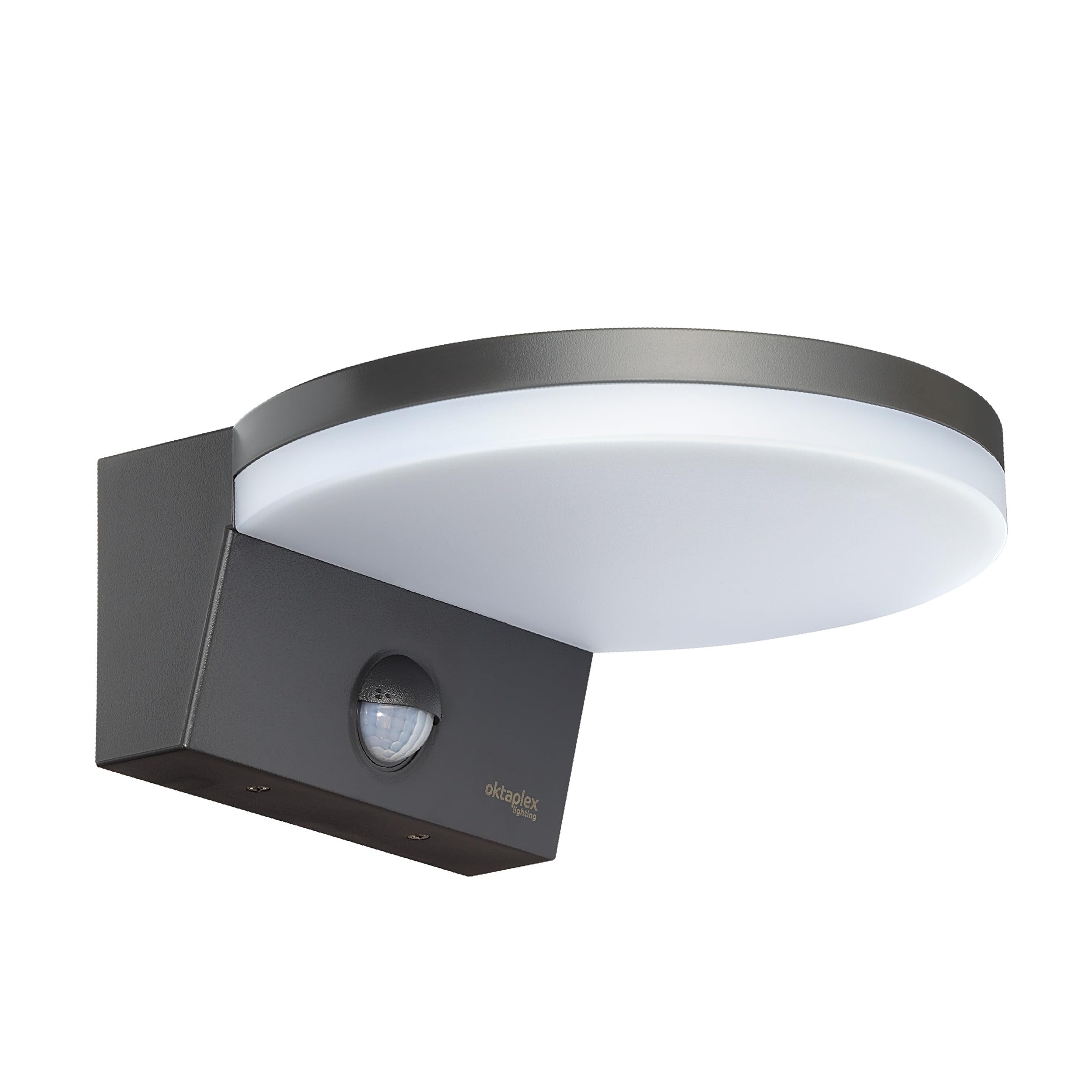 Oktaplex Lighting Ros lampa zewnętrzna z czujnikiem ruchu IP65, 3000 K ciepła biel, lampa LED, 1300 lumenów, 14,6 W, 230 V, lampa ścienna antracytowa