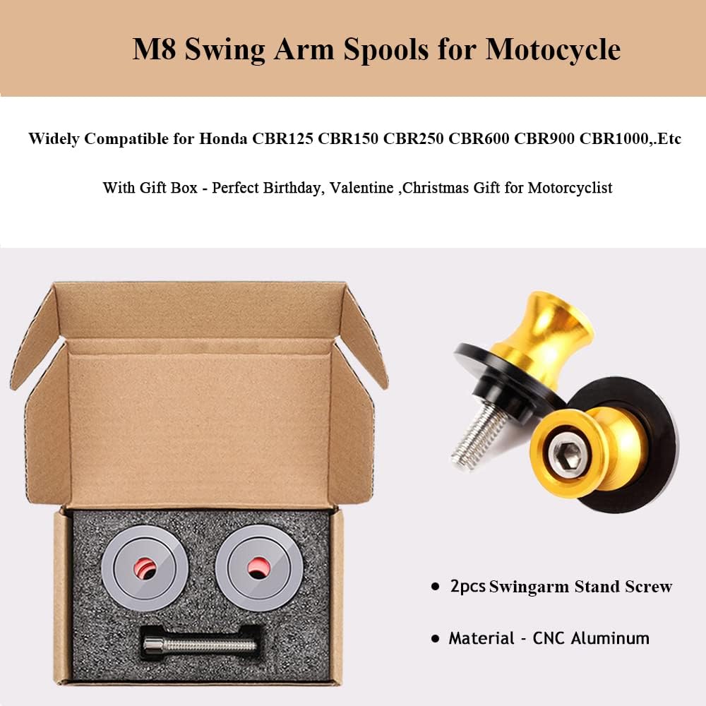M8*1.5 Swing Arm Spools,Motorcycle Stand Sliders Fits CBR150 CBR100F,Gold
